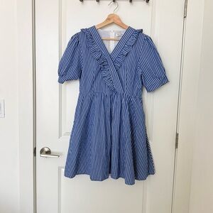 Blue Striped Ruffle Dress